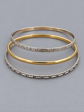 VTG Set of Three Thin Dainty Metal Bangle Bracelets